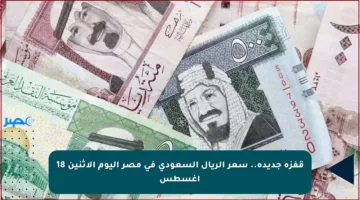 قفزة جديدة.. سعر الريال السعودي في مصر اليوم الإثنين 18 أغسطس